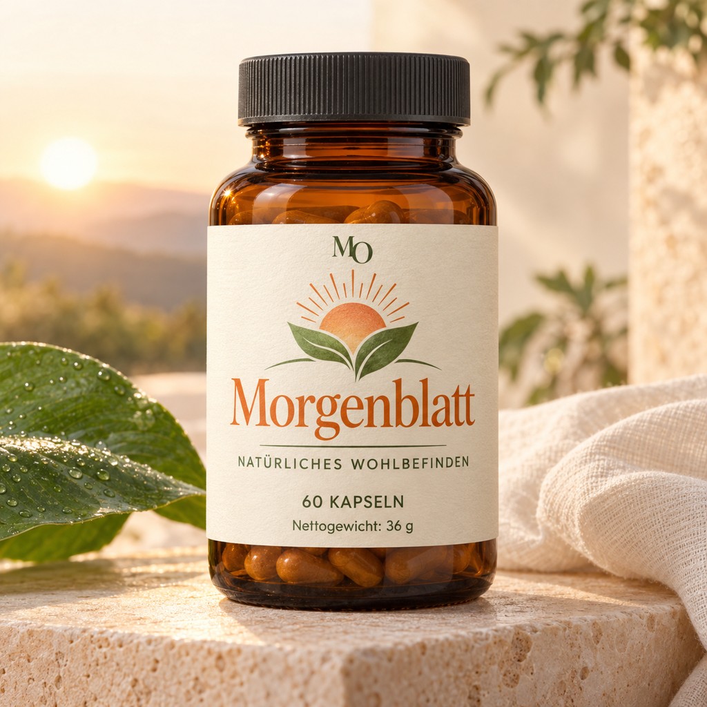 Morgenblatt in einer Produktaufnahme mit lesbarem Etikett